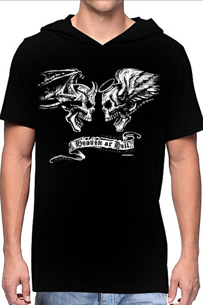 ROCKANDROLL Anđeo Demon Crna Kapuljača Kratki Rukav Muška T-shirt