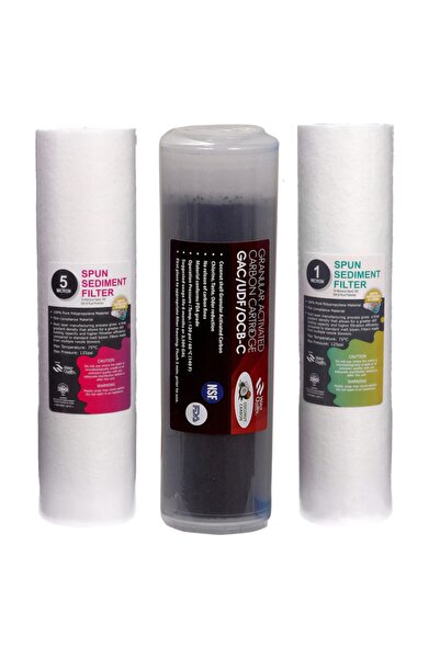 E-water Su Arıtma Cihazı Filtresi 3'lü Ön Filtre Paketi 1 Mikron Sediment Fil...