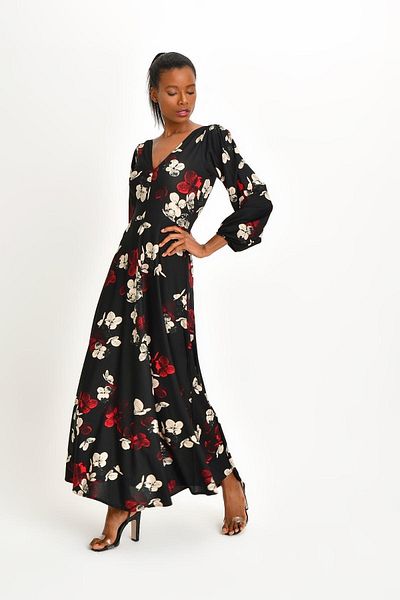 Quincey Γυναικείο φόρεμα με σχέδιο Crepe Maxi