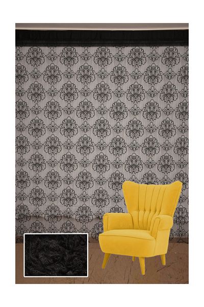 AKÇA TEKSTİL Spider Model Black Color Rope Curtain Ready-made Buttons Sewn Rope Curtain 300*270 Cm