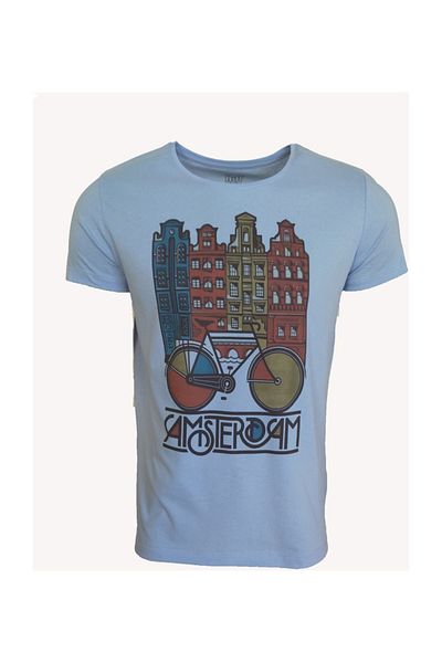 Raf Coll Tricou unisex albastru cu imprimeu Amsterdam