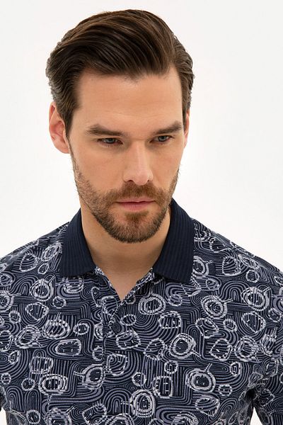 Pierre Cardin Tricou albastru slim cu gât polo
