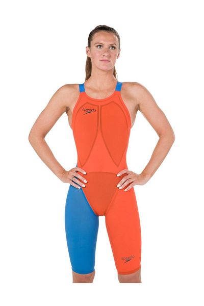 SPEEDO Women's Orange Lzr Elite 2 Open Back Racing Swimsuit
