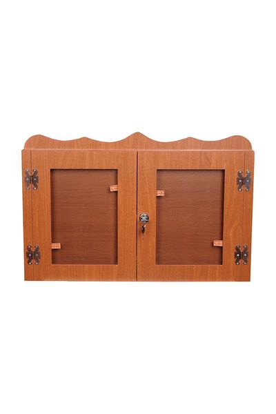 SELENA Multi-Useful Notice Board with Lock - Walnut