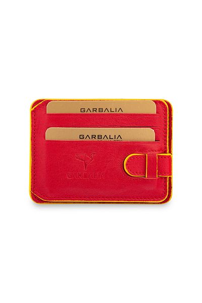 Garbalia Line Genuine Leather Red Yellow Men's Card Holder Wallet