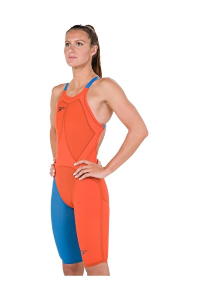 SPEEDO Women's Orange Lzr Elite 2 Open Back Racing Swimsuit