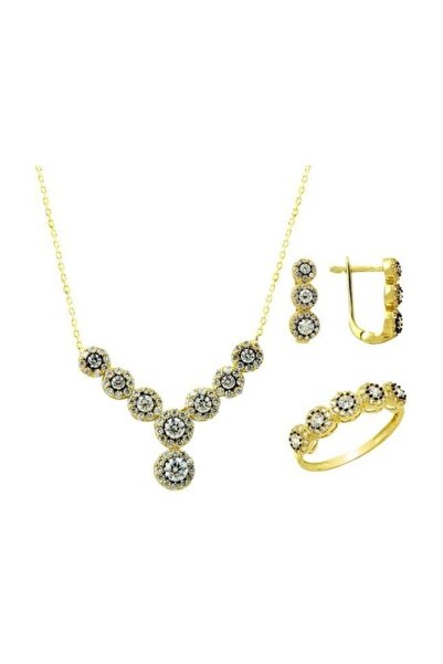 BİLEZİKHANE Üçlü Set Beyaz Papatya 7,67 gram 14 Ayar Altın