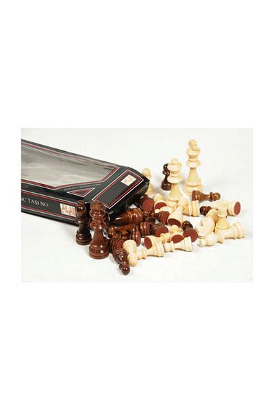 ESER Imported Wooden Chess Piece No:2 Small Size (King Size 4.6 cm - Pawn Size 2.7cm - King Size: 4.2 cm)