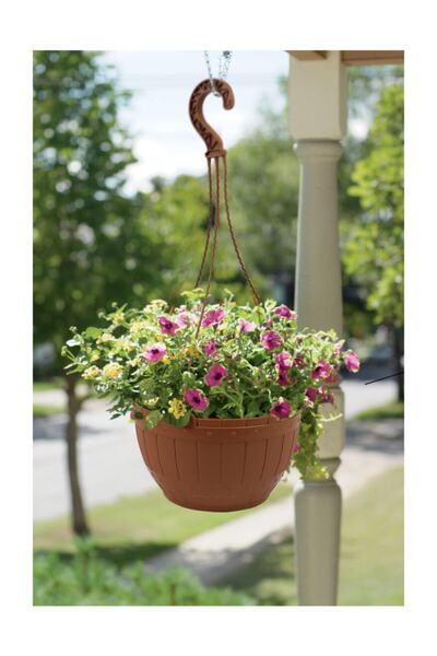 Binbirreyon Askılı Saksı Ahşap Desen 18cm Ah096