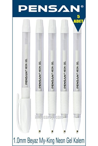 Pensan My King 1.0 Mm Beyaz Neon Gel Kalem 5 Adet