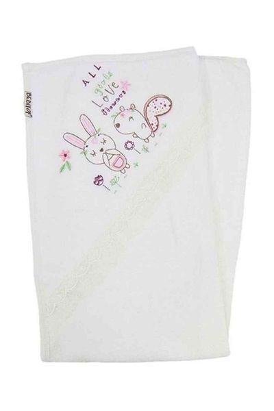Bebitof Rabbit Patterned Lace Baby Blanket - 5248