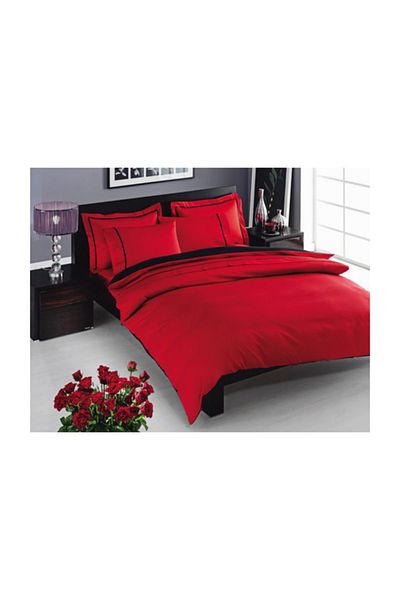Taç Satin Delux Double Duvet Cover Set - Prestige Red Black