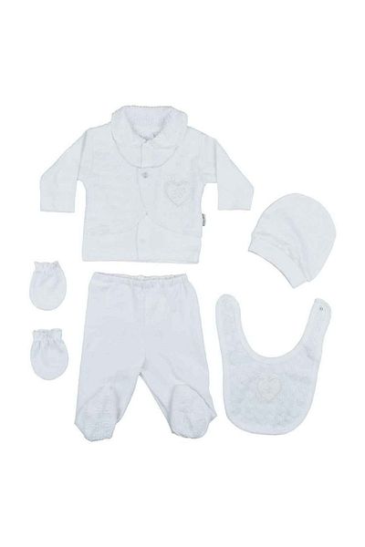 Bebitof 822 Model 5-Piece White Baby Bodysuit Set