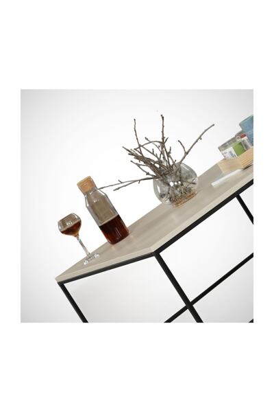 PASİFİC HOME Poly Metal Orta Sehpa, Kare Orta Sehpa, Meşe