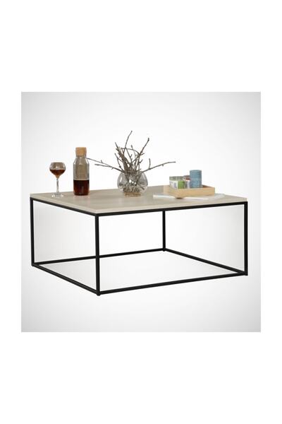 PASİFİC HOME Poly Metal Orta Sehpa, Kare Orta Sehpa, Meşe