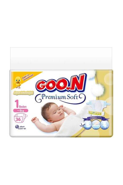 Goo.n Goon Bebek Bezi Premium Soft Yenidoğan 1 Beden Ekonomik Paket 36 Adet