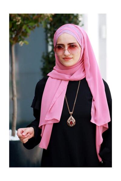 Sahra Şal Dünyası Titi Üc Bandlı Hazır Sal Gül Kurusu