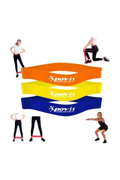 Povit Latex,Crossfit,Aerobic Tape Set of 3 Power Resistance Tape
