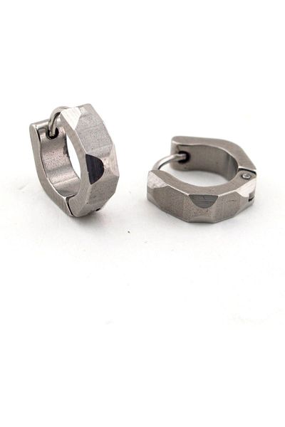 Solfera Square Design Silver Color Stainless Steel Men's Earrings E709