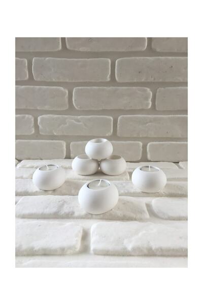 Genel Markalar Dekoratif Yuvarlak Beton 6'lı Mumluk Seti Boyasız 4,5*7 Cm Ks-...