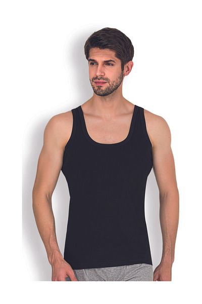 PRENS Men's Combed Cotton Black Undershirt 1002