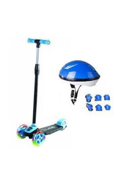 Cool Wheels 3 Wheel Kids Scooter with Height Adjustable Led Lights - Helmet Knee Pads
