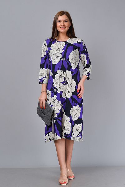 TUSSE Women's Patterned Viscose Half Sleeve Plus Size Dress