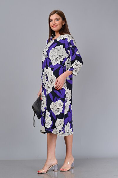 TUSSE Γυναικείο φόρεμα με μοτίβο βισκόζης με μισό μανίκι σε μεγάλο μέγεθος