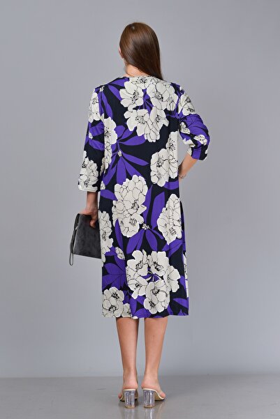 TUSSE Γυναικείο φόρεμα με μοτίβο βισκόζης με μισό μανίκι σε μεγάλο μέγεθος