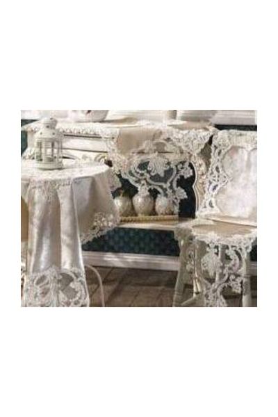 Orkide 5 Piece Velvet French Laced Living Room Set - Cappchino