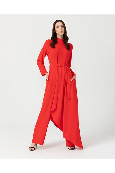 SCL Asymmetrical Jumpsuit with Belted Waistband
