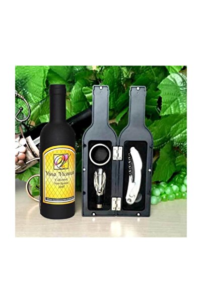 Bun Design Şarap Şişesi Tirbişon Seti