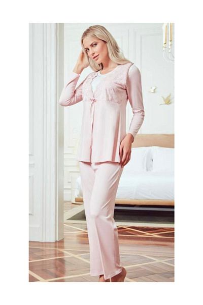 Bone Club 4805 Powder Weksoft 3-Piece Maternity Pajamas with Dressing Gowns
