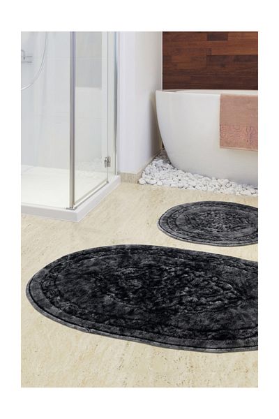 Alanur Home Damaks Οβάλ Βαμβακερό Σφουγγαρίστρα 2 Συσκευασιών Αντίκα Ανθρακίτη