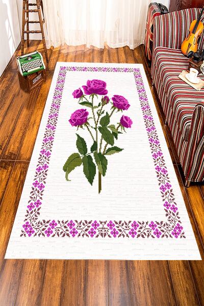 Resmiro Modern Motif Desenli Dijital Baskılı Halı