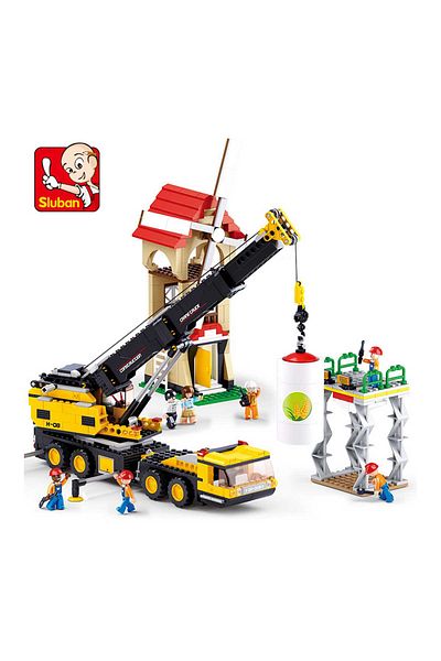 Sluban Sluban Town Series Crane Truck Building Blocks 767 PCS