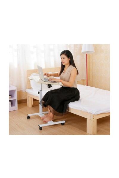 hodbehod Portatif Katlanabilir Tekerlekli Mouse Bölmeli Yatak Koltuk Kenarı Laptop Sehpası Bilgisayar Masası