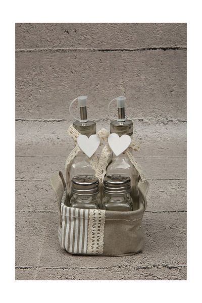 Vitale Authentic Fabric Covered Glass Salt and Vinegar Shakers If0036