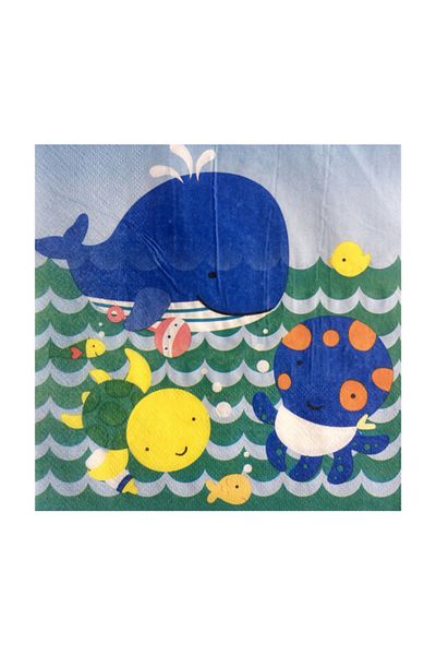 Kazanabil Cute Fish Themed Double-Fold Party Napkin 20pcs