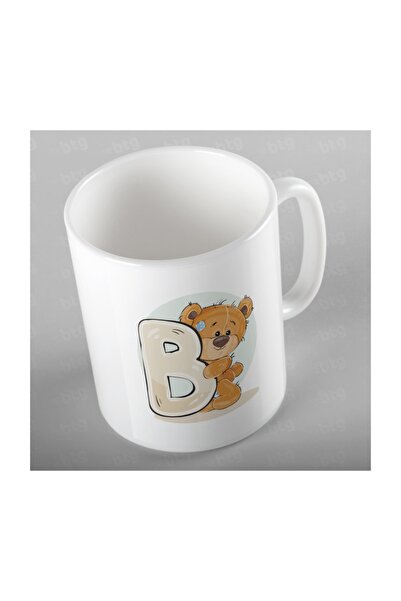 GiftStore كوب بورسلين مطبوع عليه حرف B ولطيف تيدي بير - Anı008