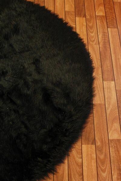 Tappeto Akrilik Kuzu Post Halı Yuvarlak Siyah