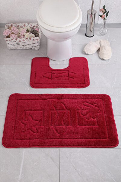 Confetti سجادة حمام مارايم 60x100 50x60 سم BQ بورجوندي