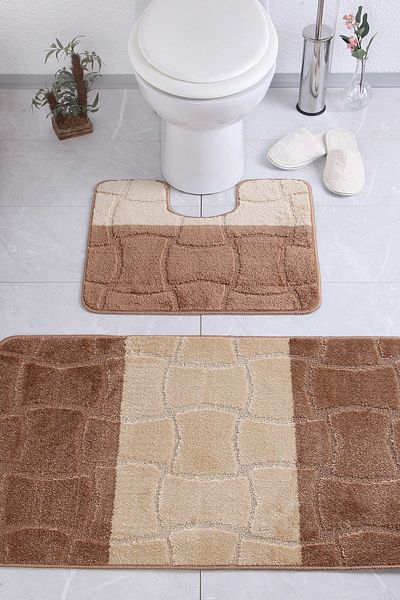 Confetti Sarıyer 50x80 40x50 cm PS Milky Brown Bath Rug