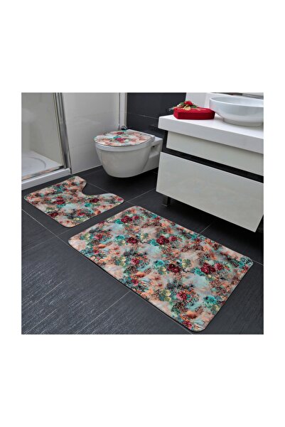 eGs Set de toaletă alb cu model trandafiri de producție internă din 3 piese 6...