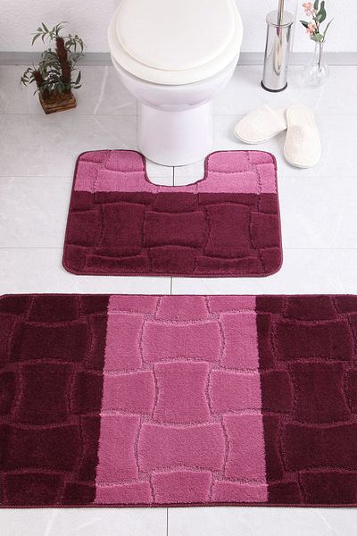 Confetti Sarıyer 60x100 50x60 cm BQ Eggplant Bath Rug