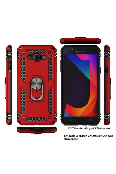 Molly حافظة سيليكون متوافقة مع هاتف Galaxy J7 Core باللون الأحمر الداكن مع حل...