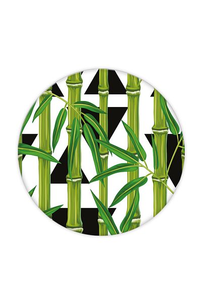 Decorita Set of 2 Bamboo Pattern| Glass Plate - Breakfast Plate - Cake Plate| Diameter32cm