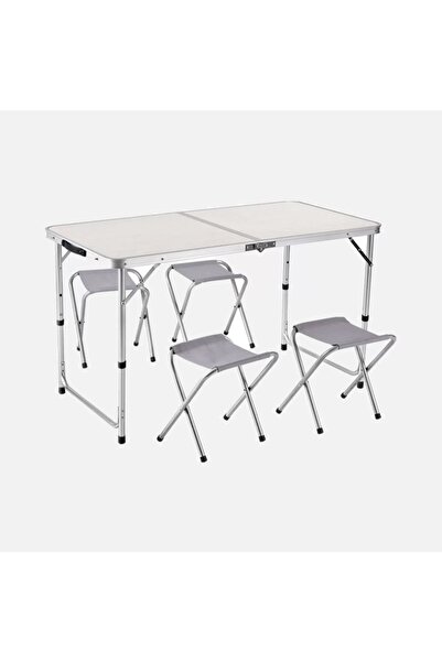 LuxuryStyle Katlanır Masa Ve Tabure Seti - 1 Adet Masa 120x60x69/62/55 Cm - 4...