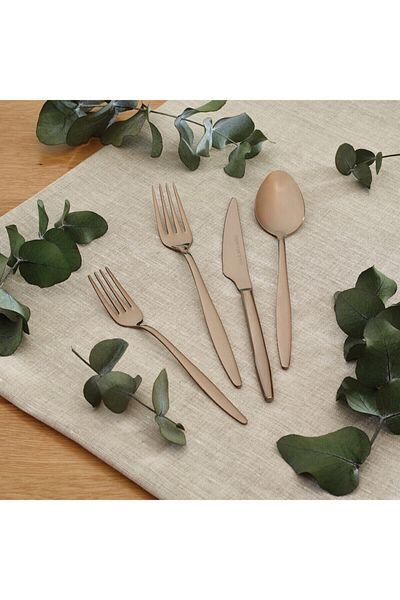 Emsan Goldinoks Rose Gold 6-Person 24-Piece Fork Spoon Knife Set