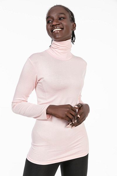 DISENTIS MODEST Body din viscoza roz - Maneca lunga intreaga Fisherman